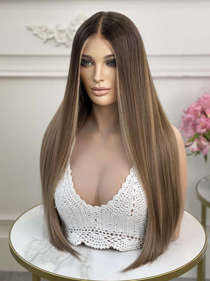 Lace de cabelo Humano Front Clip-In Luxo com Mechas