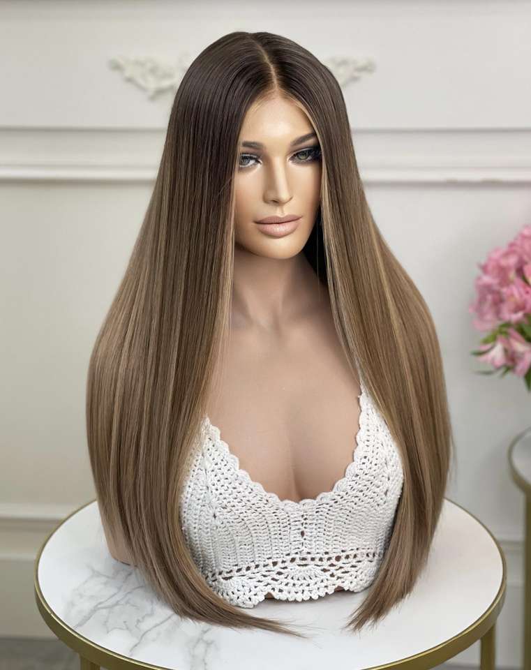Lace de cabelo Humano Front Clip-In Luxo com Mechas