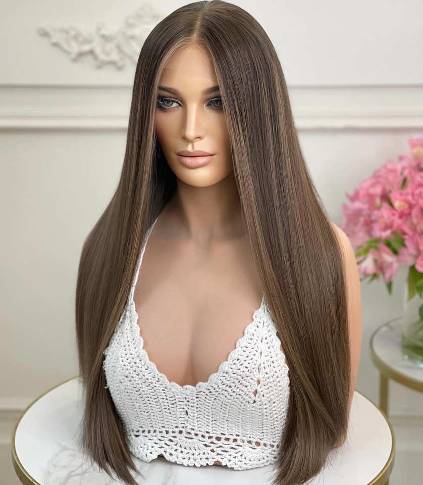 Lace de cabelo Humano Front Clip-In Luxo com Mechas