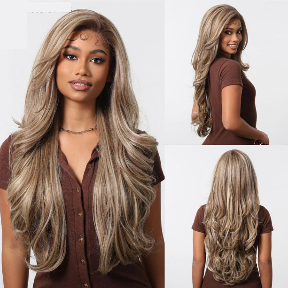 Lace Castanha Dourada em camadas com Mechas
