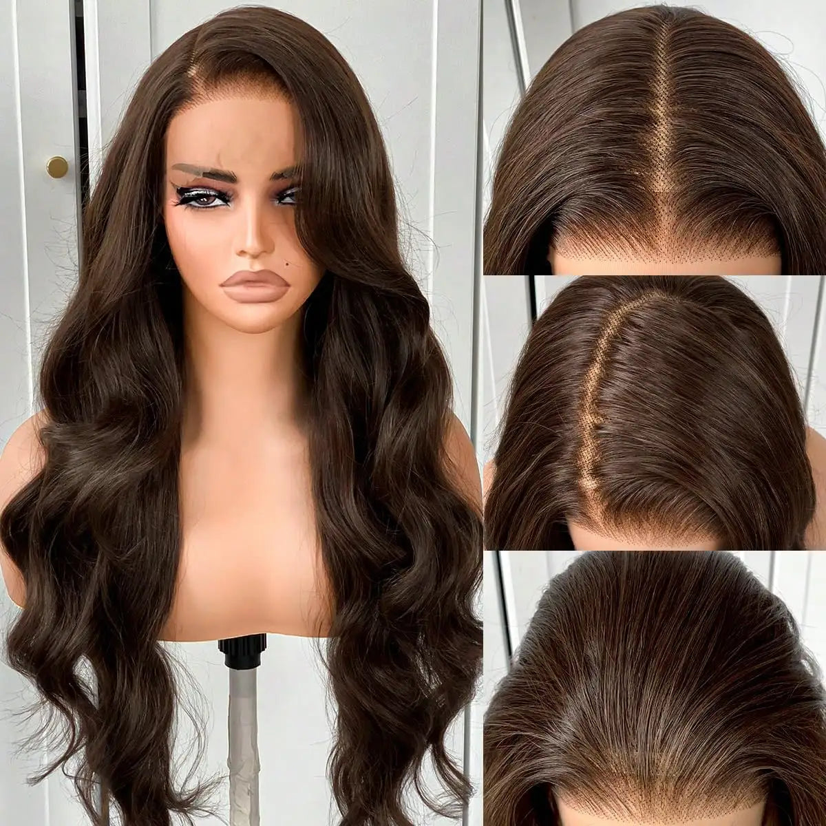 Peruca Lace Front Castanha com Ondas