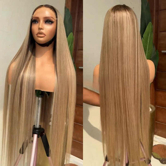 Peruca Luminosa Lisa Tela HD de cabelo humano