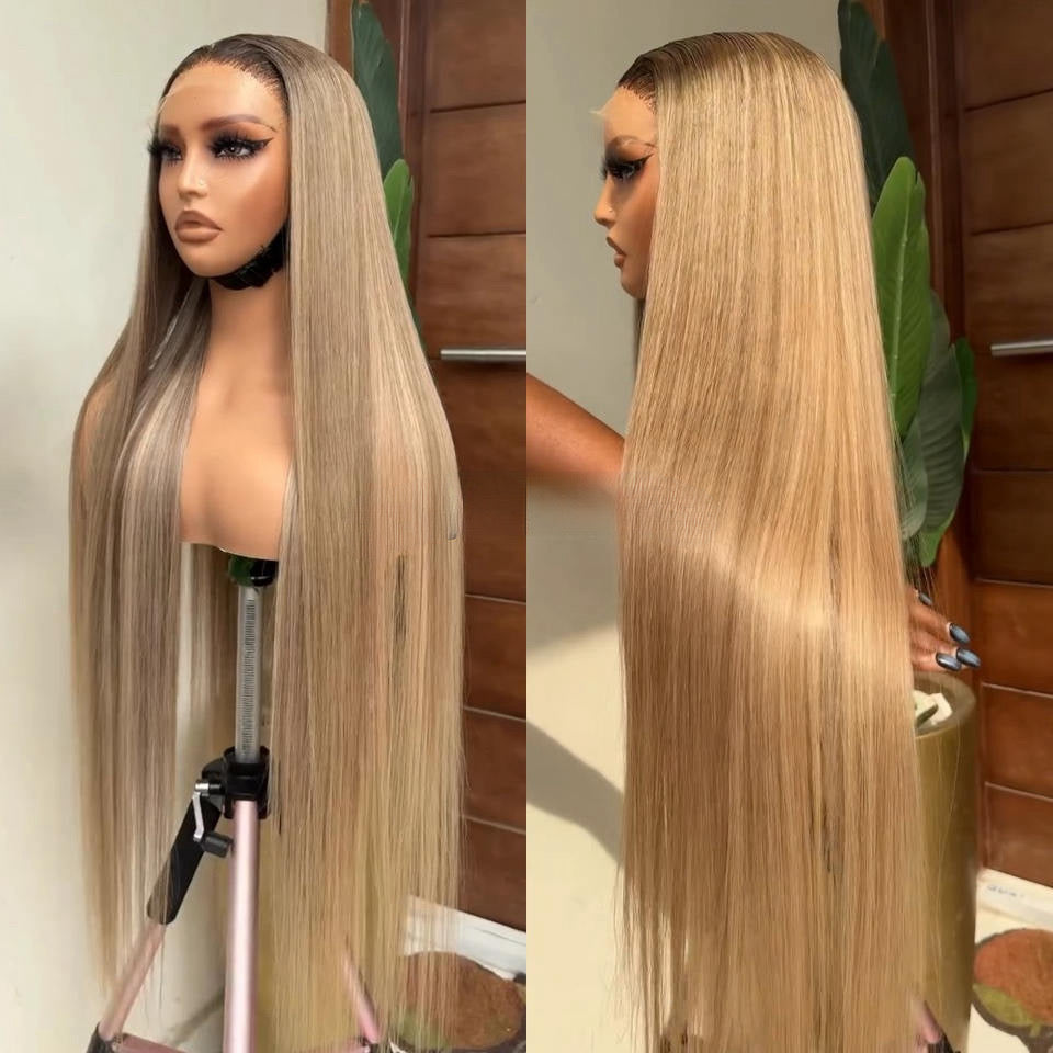 Peruca Luminosa Lisa Tela HD de cabelo humano
