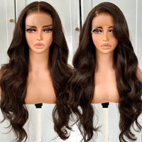 Peruca Lace Front Castanha com Ondas