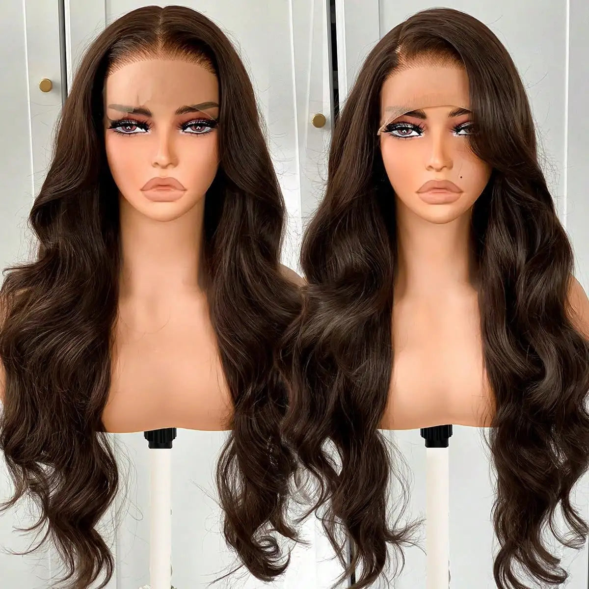 Peruca Lace Front Castanha com Ondas