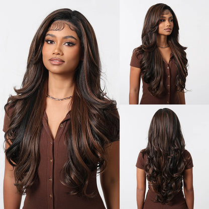 Lace Castanha Dourada em camadas com Mechas