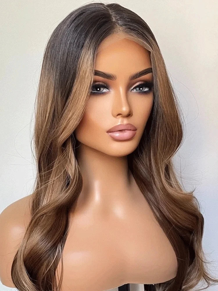 Lace Front Ondulada com Mechas Mel