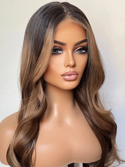 Lace Front Ondulada com Mechas Mel