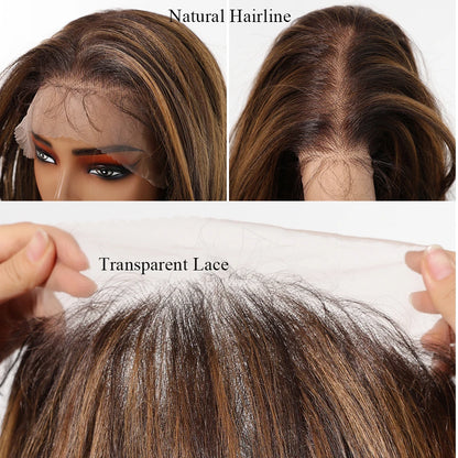 Lace Castanha Dourada em camadas com Mechas
