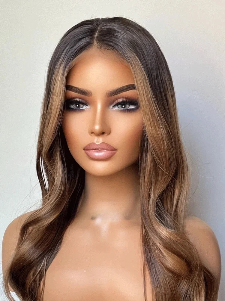 Lace Front Ondulada com Mechas Mel
