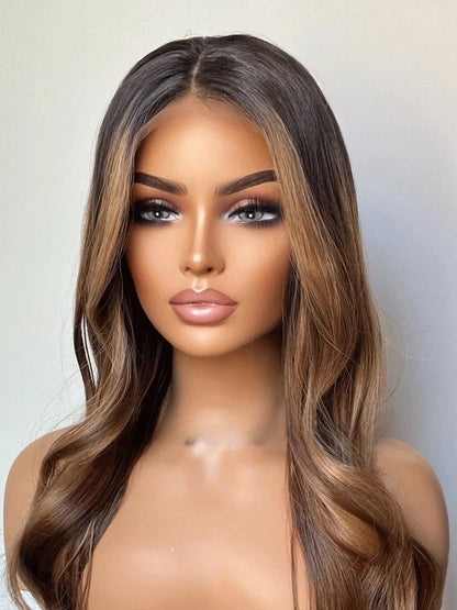 Lace Front Ondulada com Mechas Mel