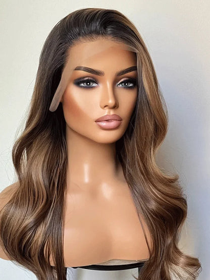 Lace Front Ondulada com Mechas Mel