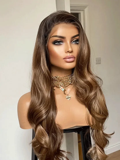 Lace Front Ondulada com Mechas Mel