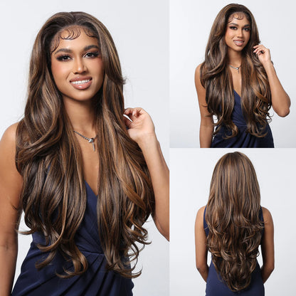 Lace Castanha Dourada em camadas com Mechas