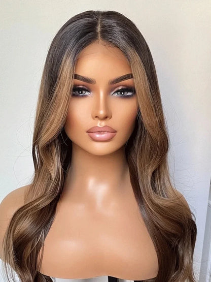Lace Front Ondulada com Mechas Mel